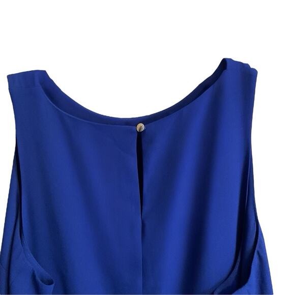 Vince Camuto Tunic Top Sz M Blue Lined Sleeveless Pleated Back Polyester Hi-Low - Picture 7 of 9